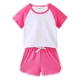 thumbnail image 1 of MHZLDYZ Girls Summer Tops Kids Infant Child Toddler Baby Boys Girls Long Sleeve Cute Sweatshirt Pullover Tops Patchwork Trousers Pants Outfit Set 2Pcs Clothes Girls Outfits Size 7/8 (Hot Pink,140), 1 of 6