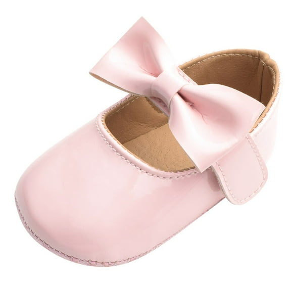 MHZLDYZ Infant Walking Shoes Toddler Kids Baby Girls Patent Leather Cute Bow Firstwalk Hook&Loop Casual Shoes Baby Shoe Baby Girls' Shoes Baby Shoe Socks(Pink,3)