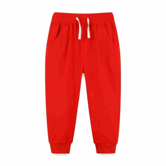 MHZLDYZ Kids Boys Girls Sweatpants Boys Little Child Autumn Solid Color Drawstring Sweatpants Long Pants Toddlers Sport Jogger Pants (Red,7Y)