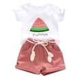 thumbnail image 1 of MHZLDYZ Kids Clothes Kids Toddler Tops + Shorts Outfits Girl Letter Print Watermelon Baby Clothes Set Girls Outfits&Set(Pink,110), 1 of 6