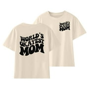 MHZLDYZ Kids Clothes T Shirt for Kid Girls Cute Print Short Sleeves Tops Size 100 To 160 Mom Love T Shirt Daily Wear Tops Girls Shirt 5T Girls Shirts (Beige,120)