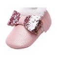 thumbnail image 1 of MHZLDYZ Newborn White Socks Infant Baby Girls Soft Plush Snow Boots Bowknot Warm Cotton First Walkers Shoes Infant Slippers Sock Shoes for Baby Boy Baby Cowboy Boots(Pink,12), 1 of 6