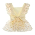 thumbnail image 1 of MHZLDYZ Onesie Infant Girls Fly Sleeve Bowknot Floral Embroider Tulle Backless Romper Newborn Bodysuits Newborn Girl Clothes Baby Clothes for Girls Baby Clothes for Girls(Yellow,70), 1 of 5