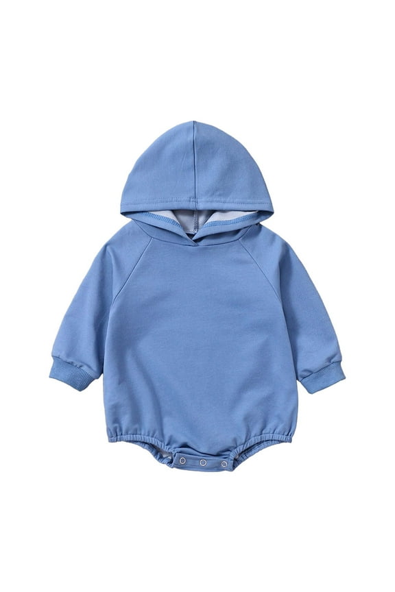 Onesies 0-3 Months Boy Newborn Infant Baby Girls Boys Solid Autumn Long Sleeve Hooded Romper Bodysuit Clothes Baby Onesies 6-9 Months Boy White Onesies 6-9 Months (Blue,70)
