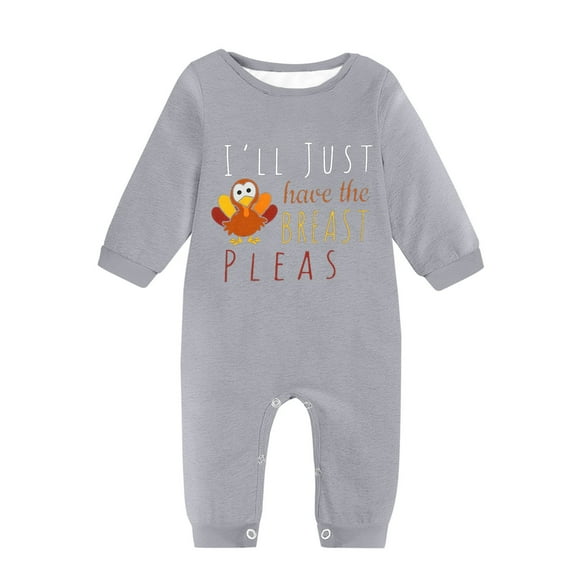 MHZLDYZ Onesies 0-3 Months Girl Infant Boy And Girl Romper Long Sleeved Round Neck Letter Printing Thanksgiving Jumpsuit Bodysuit Baby Outfit New Born Clothes Baby Girl Baby Onesie (Gray,12M)