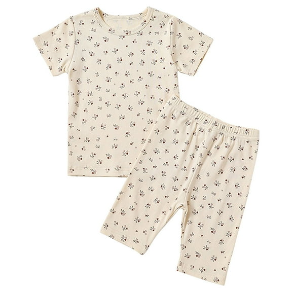 MHZLDYZ Outfits for Girls 10-12 2024 Summer New Children's Pajamas Pure Cotton Skin Friendly Middle And Young Children's Top Baby Clogs Household Clothing Set Outfits for Girls (A,80)