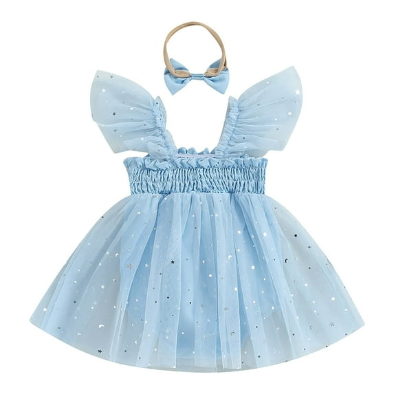 MHZLDYZ Preemie Onesies for Baby Girl Girl Summer Fly Sleeve Mesh Sequin Crawl Suit Wrap Around Suit Baby Onsies Baby Boy's Clothing Baby Boy's Clothing(Blue,12M)