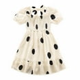 thumbnail image 1 of MHZLDYZ Summer Dress for Girls Girls' Clothes Big Children's Dress Short Sleeved Square Neck Dress Polka Dot Dress Summer Dress Kids Dresses 5T Dresses for Girls(White,160), 1 of 6