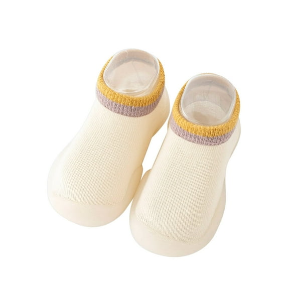 MHZLDYZ Ten Little Shoes Autumn Children Toddler Shoes Boys And Girls Floor Sports Socks Shoes Solid Color Light And Comfortable Shoes for Toddler Girls Toddler Slip On Shoes (Beige,27)