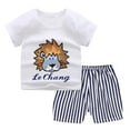 thumbnail image 1 of MHZLDYZ Toddler Boy Short Sets Toddler Child Baby Boys Girls Short Sleeve Cartoon Tops Shirt+Pants Outfits Set Boys Short Sets Boys' Clothing Sets(White,90), 1 of 5