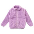 thumbnail image 1 of MHZLDYZ Toddler Boys Girls Fleece Full-Zip Jacket Long Sleeve Winter Solid Color Zippered Coat Jacket Thicken Warm Kids Girls Sherpa Coat Outwear (Purple,170), 1 of 4