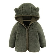 MHZLDYZ Toddler Boys Girls Hooded Jacket Newborn Infant Baby Girls Boys Fleece Hoodie Jacket Bear Ears Outerwear Zipper Warm Winter Coat Fall Clothes (Blue,12)