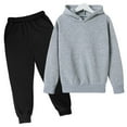 thumbnail image 1 of MHZLDYZ Toddler Fall Outfits for Girl Boy Long Sleeve Hoodie Top and Long Sweatpants Set Toddler Sweatsuit Kids Jogger Outfits Sets (Gray,160), 1 of 3