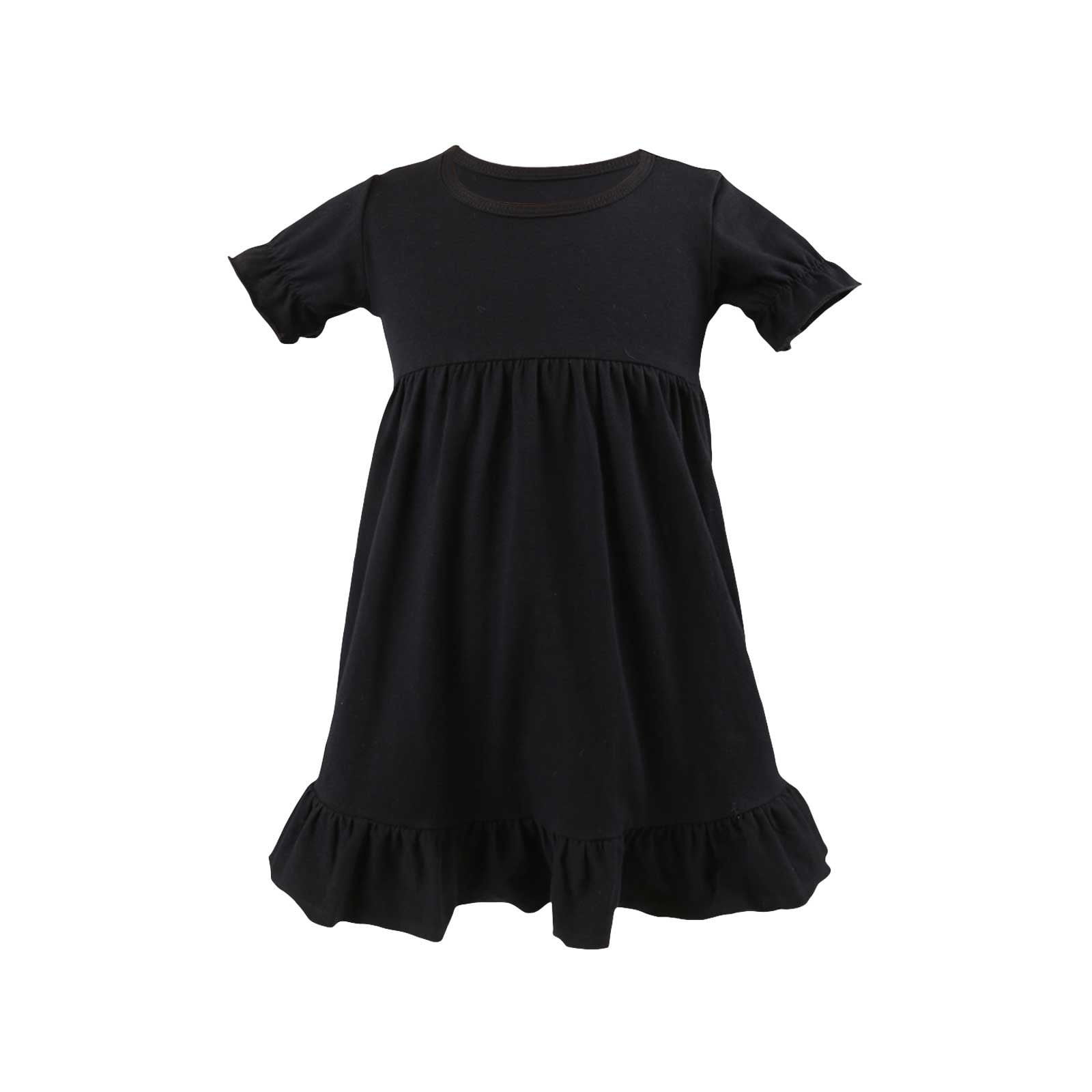 MHZLDYZ Youth Dresses Toddler Girl Short Sleeved Round Neck High Waist Solid Color Dress Eight Colors for 1 To 6 Years Summer Clothes for Girls Girls Spring Dress Black 80 Walmart