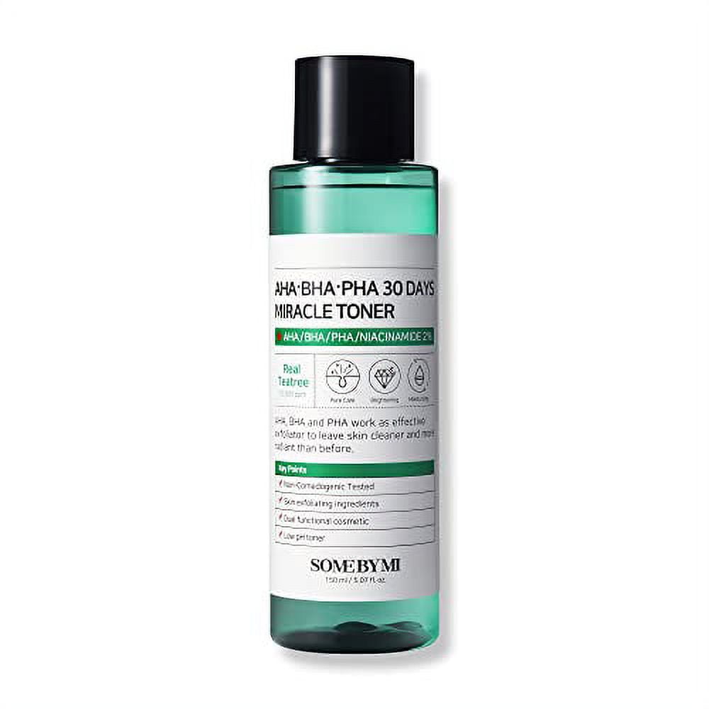 SOME BY MI AHA BHA PHA 30 Days Miracle Toner - 5.07Oz, 150ml - Made from Tea Tree Leaf Water for Sensitive Skin - Mild Exfoliating Daily Facial Toner - Acne, Sebum and Oiliness Care - Korean Skin Care
