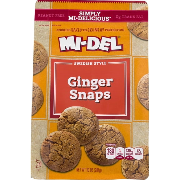 MI-DEL Swedish Style Cookies, Ginger Snaps, 10 Ounce (Pack of 8)