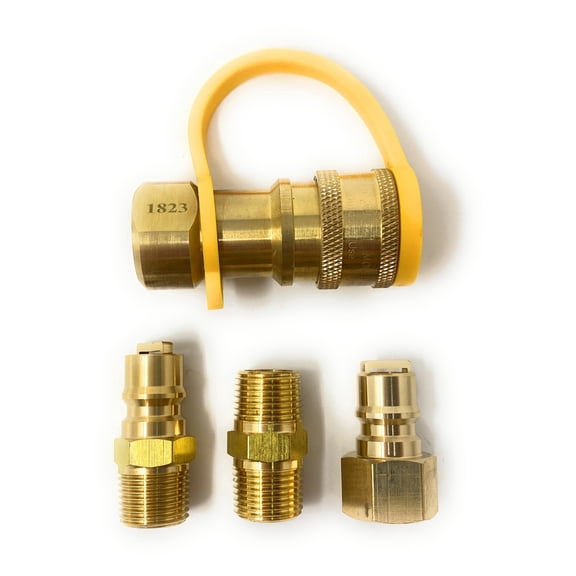 MI MADOL 3/8" Quick Connect, LP Gas Propane Natural Gas Hose Quick Disconnect Kit 100% Solid Brass, 4 Piece