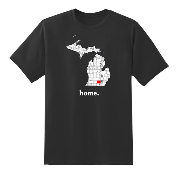 MI Map Michigan Home State Love Michigan Home Design T Shirt for Men Women Black,3XL