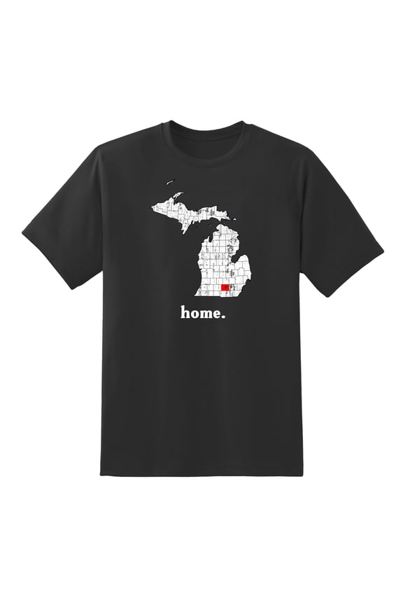 MI Map Michigan Home State Love Michigan Home Design T Shirt for Men Women Black,XL