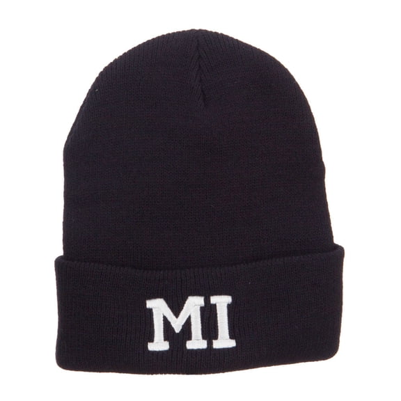 MI State of Michigan Embroidered Cuff Beanie - Black OSFM