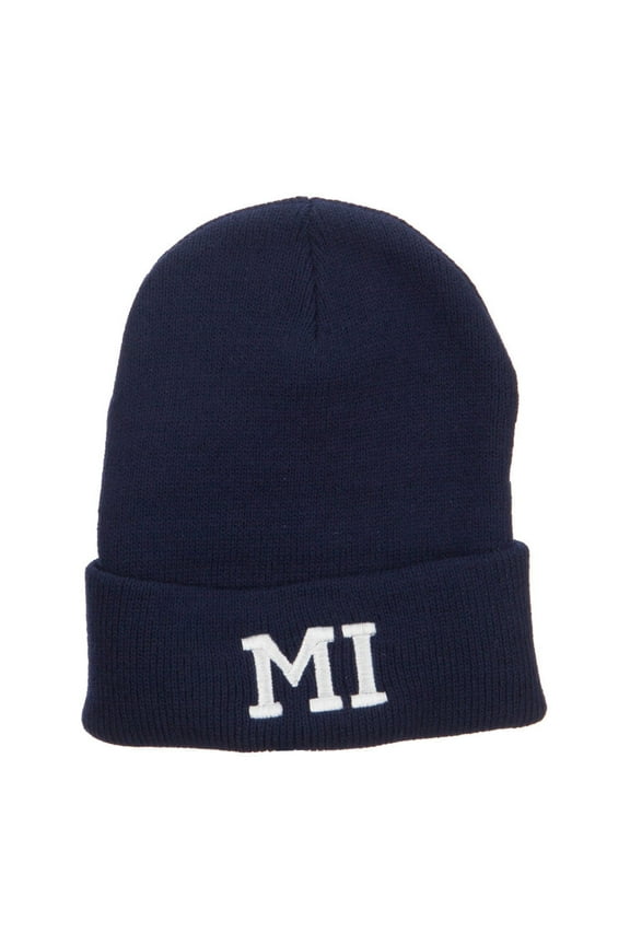 MI State of Michigan Embroidered Cuff Beanie - Navy OSFM