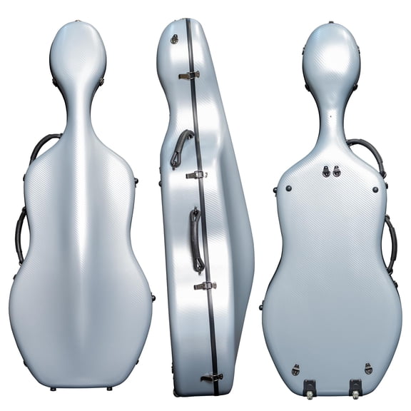 MI&VI CP-7006 Pure Poly Carbon Fiber Cello Case 4/4 Hard Shell 11lb (Full Size) with Wheels | Carry Straps | Rigid Protection | Tough Shell (Gray)