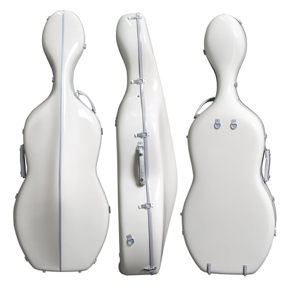 MI&VI Carbon Fiber Cello Case 4/4 Full Size – Light Hard-Shell Case for Standard Model Cellos, CC-8001 (White)