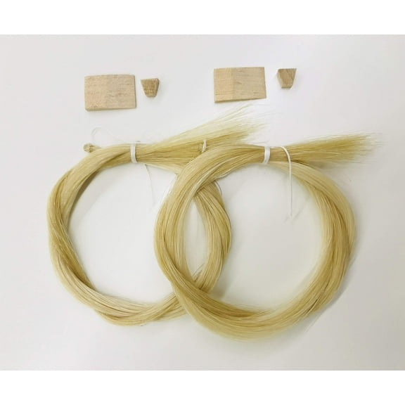 MI&VI Mongolian Horse Hair for Violin, Viola Bows - Unbleached, White 29.5" (2 Hanks, Prepared, Includes Plug and Wedge) (2 Hanks)