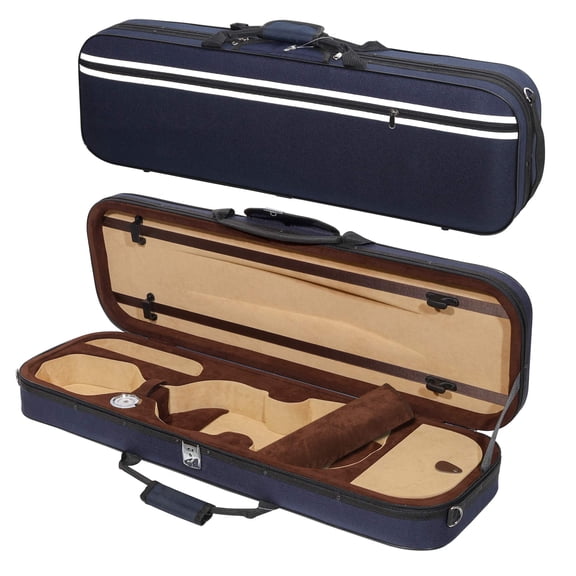 MI&VI NF-5001 Super Lightweight Sturdy Violin Travel Case 4/4 (Full Size) With Reflective Safety Strips | Hygrometer | Adjustable Shoulder Straps | Hard-Shell | High-Density Foam - MIVI Music (Blue)
