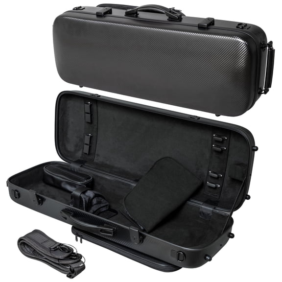 MI&VI Regale Series Hard Shell Poly Carbon Viola Case — Light Oblong Case for Violas, AP-7018, Black (15" to 16.5" inch)