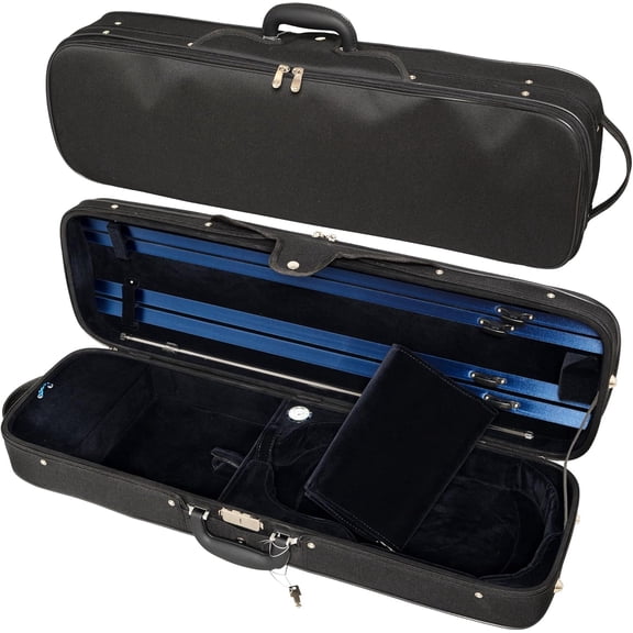 MI&VI Vivace Series Hard Wood Hybrid Violin Case — Light Oblong Case for 3/4 Sized Violins, NW-7015