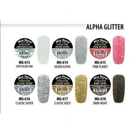 MIA SECRET - 6 COLORS SET - ALPHA GLITTER (From ALPHA&DUSTY GLITTER 12 Colors Set)