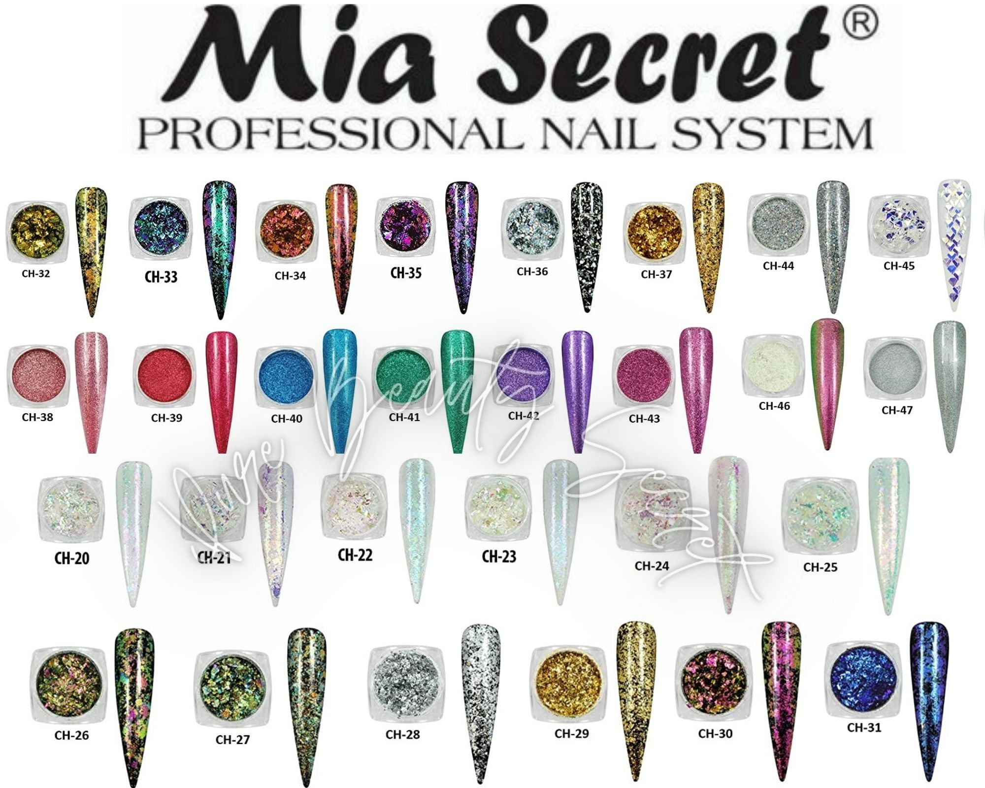 MIA SECRETS NAIL DECORATIONS - METALLIC FLAKES - All 28 Colors