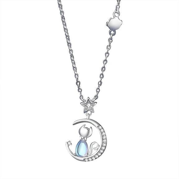 MIADEAL Cat Lovers Necklace in Gift Box - Womens Valentines Day Gift - Sterling Silver