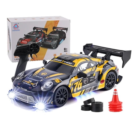 MIADEAL Fast Remote Control Drift Car, 1:16 Scale RC Model, Fun Race Car, Interchangeable Wheels, Black