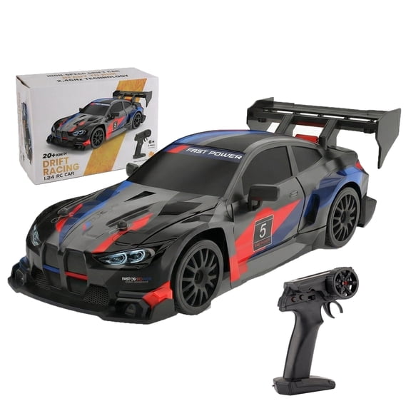 MIADEAL Fast Remote Control Drift Car, 1:24 Scale RC Model, Fun Mini Race Car, Interchangeable Wheels, Black