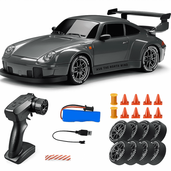 MIADEAL Fast Remote Control Drift Car, Mini Race Car, Interchangeable Wheels, 1:24 Scale RC Model