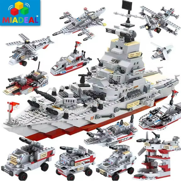 MIADEAL Military War Ships Building Blocks Set, STEM Learning Toys, Christmas Birthday Gift for Boys
