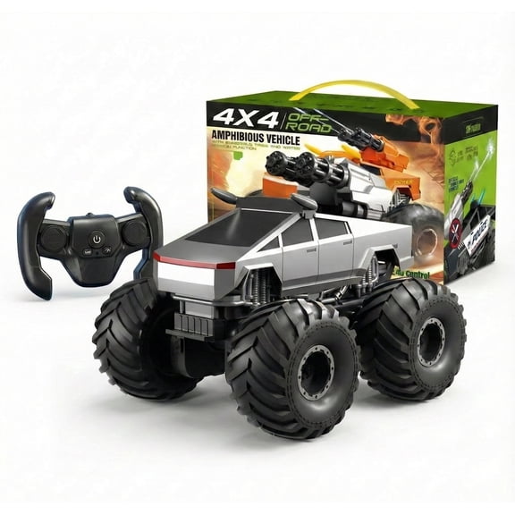 Pulse Cannon RC Outdoor Electric Truck, 1:16 Scale Model Remote Control, Amphibious with Water Cannon, Gray