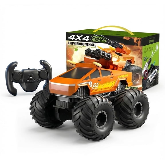 Pulse Cannon RC Outdoor Electric Truck, 1:16 Scale Model Remote Control, Amphibious with Water Cannon, Orange
