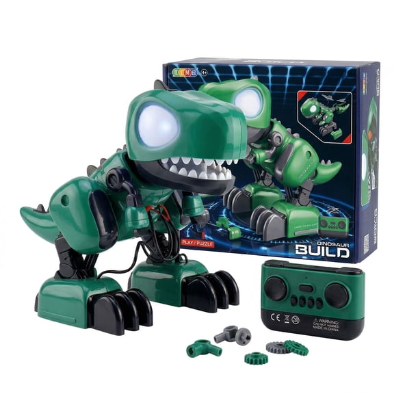 MIADEAL RC T-Rex Dinosaur Toy, Interactive Assembly, Full Remote Control, Green