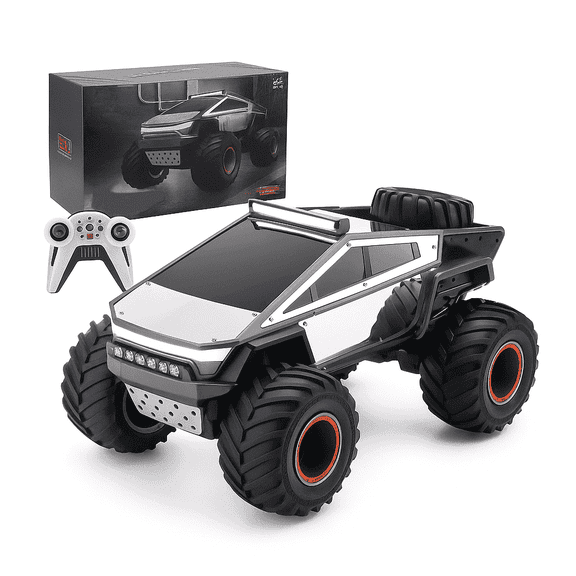 MIADEAL Remote Control Electric Truck, Chrome Metal Shell, Large 1:12 Scale RC, Includes Extra Wheel and Rechargeable Battery
