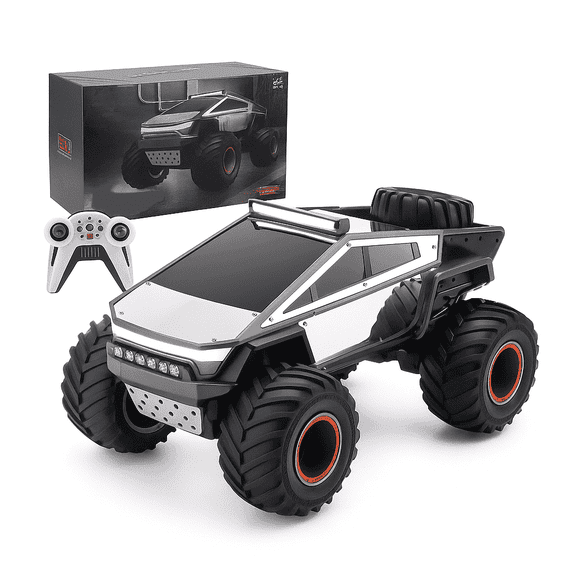 MIADEAL Remote Control Electric Truck, Chrome Metal Shell, Large 1:12 Scale RC, Includes Extra Wheel and Rechargeable Battery
