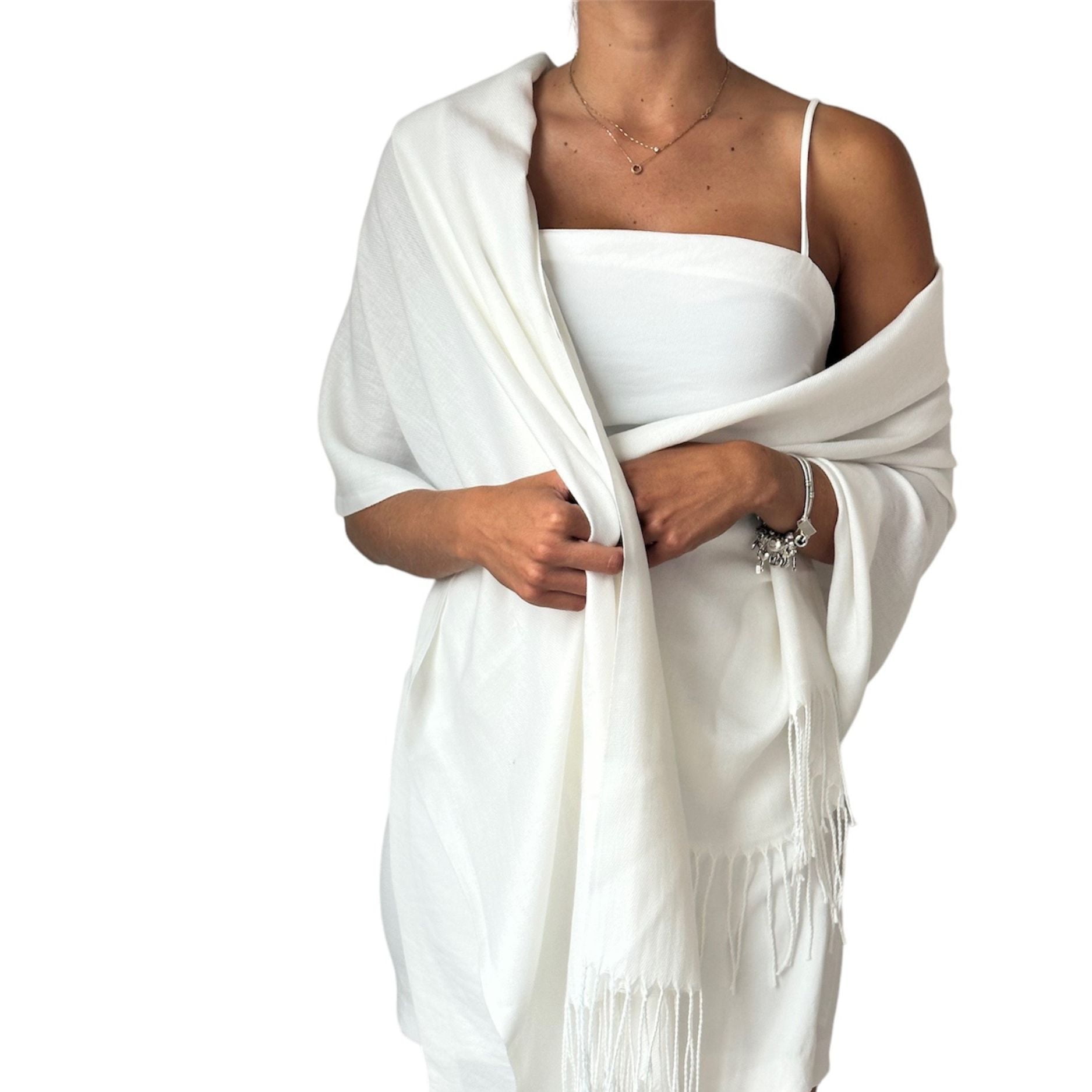 off white shawl and wraps for evening dresses Baltic Born Jovie Faux Fur Shawl main image 0