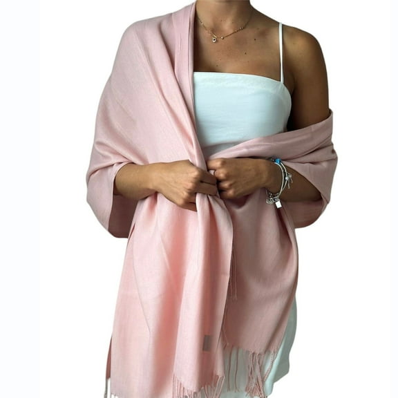 MIAKRAFTS Women's Scarf Pashmina Shawls and Wraps for Events Gifts Evening Dress Shawl (Pink)