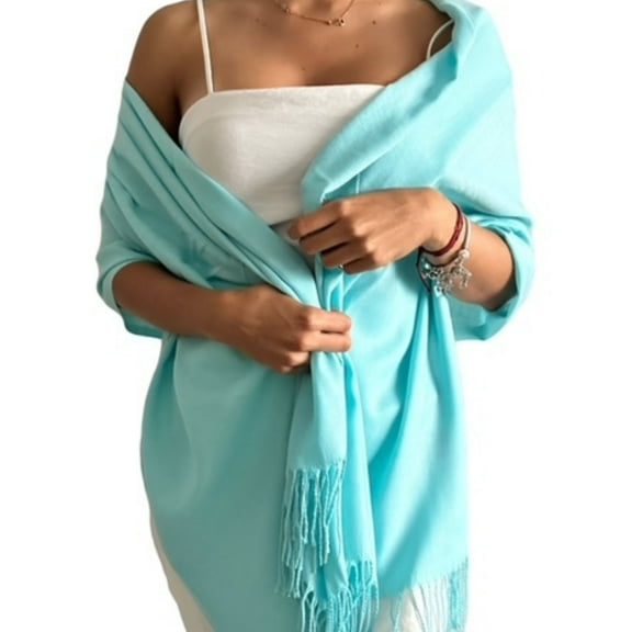 MIAKRAFTS Women's Scarf Pashmina Shawls and Wraps for Events Gifts Evening Dress Shawl (Turquoise)