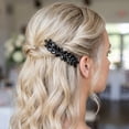 thumbnail image 1 of MIALLO Black Cubic Zirconia Leaf Hair Barrette, Vintage Gothic Black Crystal Hair Clip, Elegant Retro Hair Jewelry for Women, 1 of 8