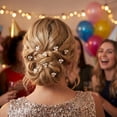 thumbnail image 1 of MIALLO Elegant Golden Rhinestone and Pearl Hair Pins (12 Pack), Vintage Bridal Hair Accessories for Wedding, Festival, Stage Performance & Daily Looks, 1 of 8