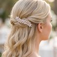 thumbnail image 1 of MIALLO Luxury Marquise Cubic Zirconia Hair Barrette, Sparkly Crystal Leaf Hair Clip for Wedding, Party, Daily Wear, Perfect Gift for Women, 1 of 8