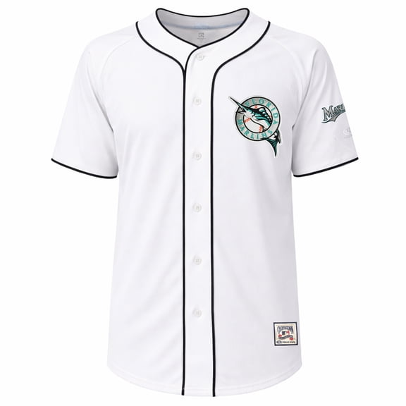 MLB Miami Marlins Men's White Cooperstown Full Button Jersey